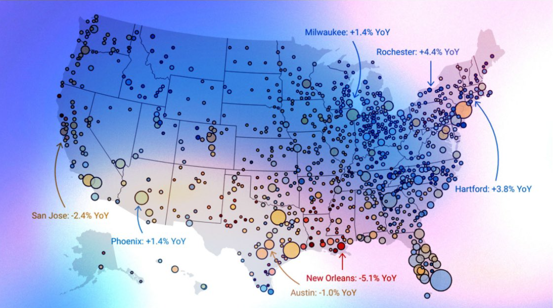 Zillow 发布2026超过 400 个房产市场的最新房价预测：10大上升市场和10大下降市场